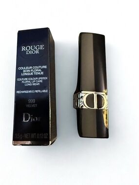 Dior Rouge Dior Lipstick 999 Velvet – Classic Red – Long Wear – Refillable